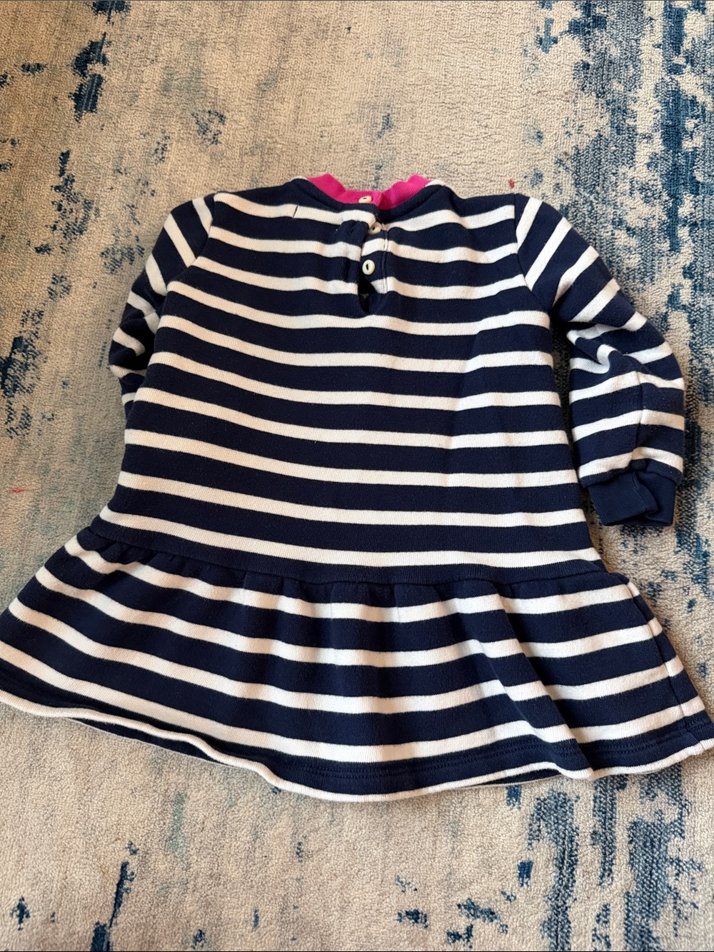 Polo by Ralph Lauren Navy & White Striped Bear Pullover Dress with Pink Trim - Picture 7 of 7